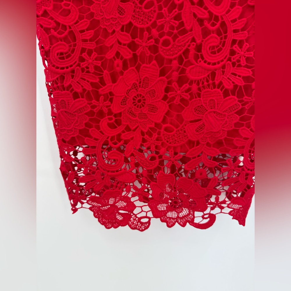 Paper Dolls London Red Lace Off-Shoulder Bodycon Cocktail Floral Lace Dress- 0 P - Picture 9 of 16